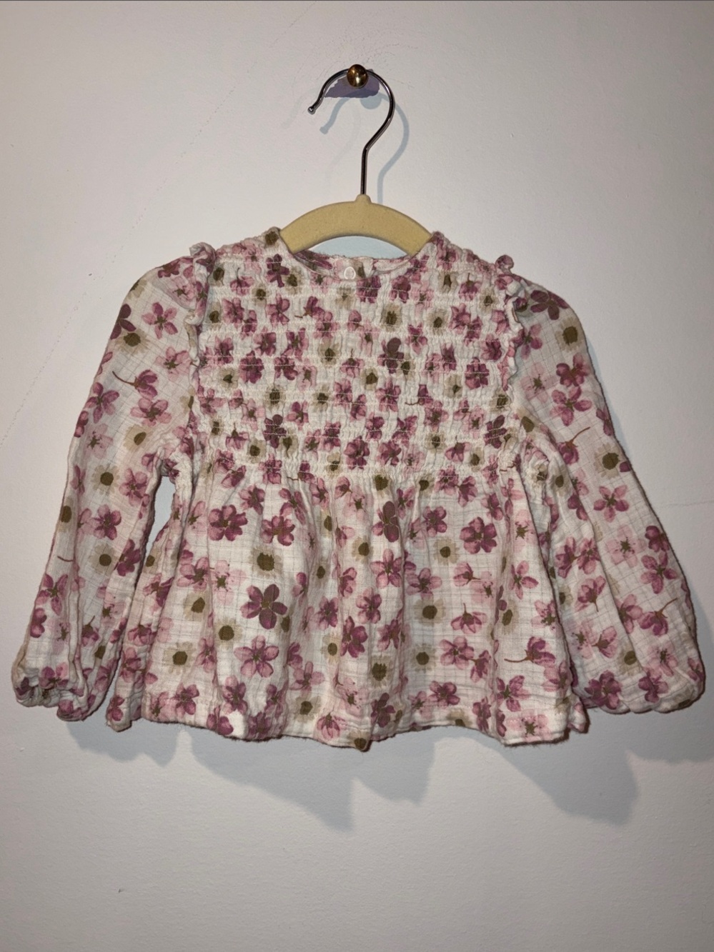 Nordstrom Pink Floral Smocked Long-Sleeve Top - 18 Months